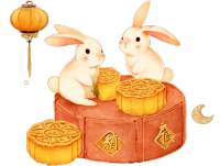 中秋节兔子与月饼素材