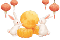 中秋节兔子与月饼元素