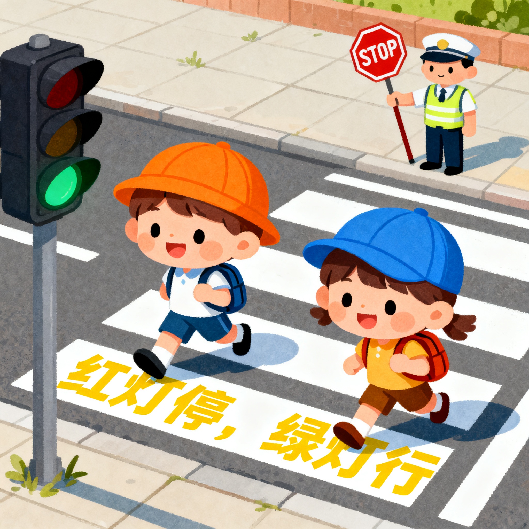 儿童交通安全卡通插画