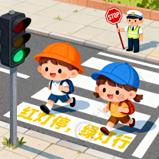 儿童交通安全卡通插画