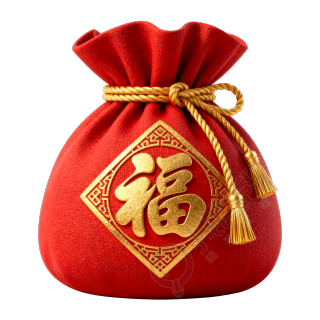 3D红色福袋简约插画