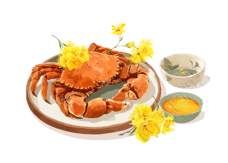 蒸螃蟹插画设计元素
