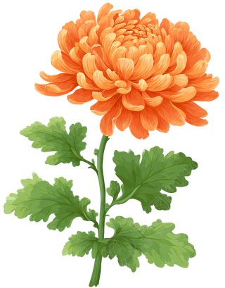 橙色菊花可商用插画
