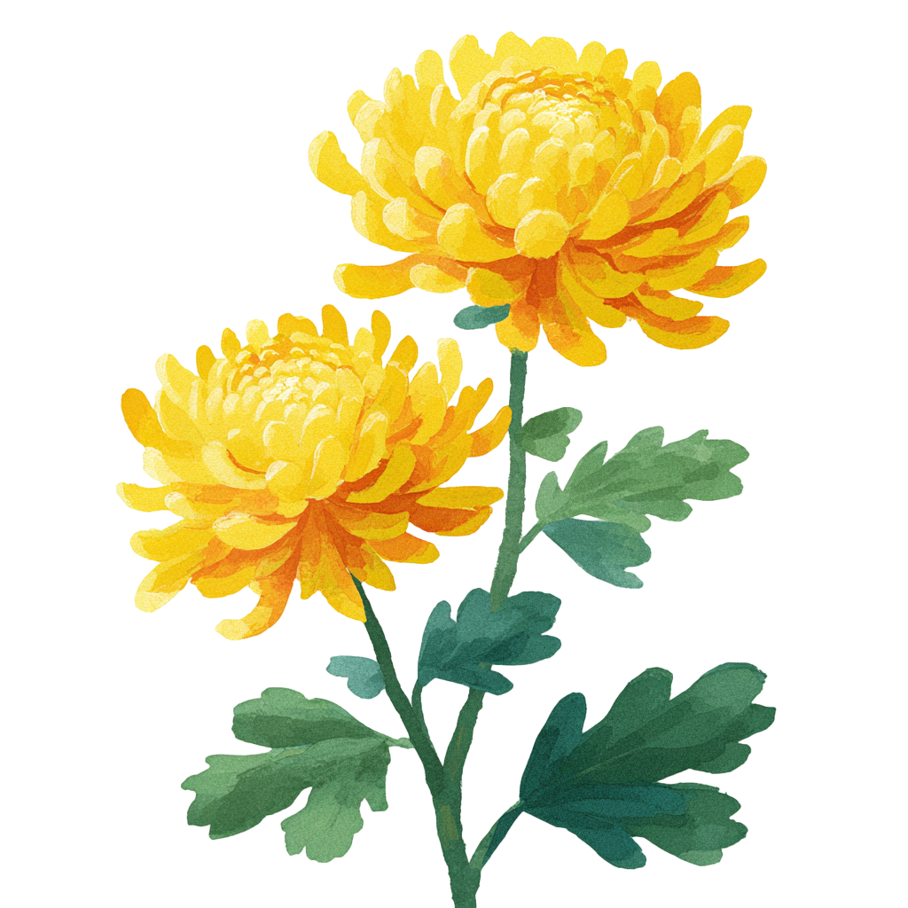 黄色菊花矢量插画