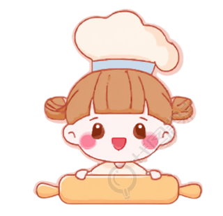 可爱小女孩带厨师帽插图