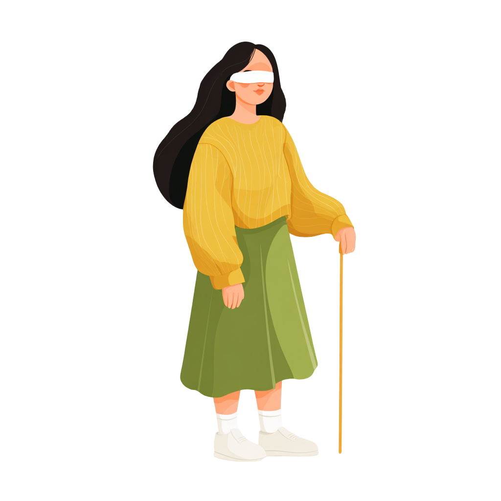 可爱盲人女孩插画