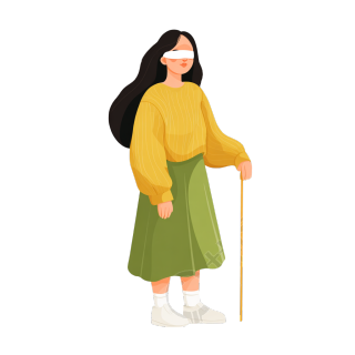 可爱盲人女孩插画