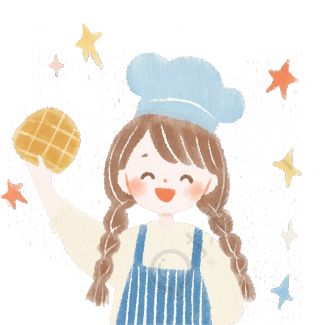 可爱小女孩带厨师帽插画