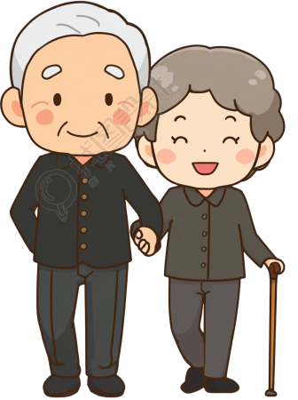 可爱老夫妇敬老插图