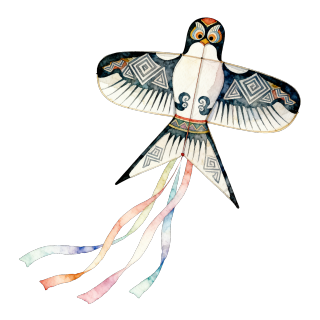 燕子风筝水彩风插图