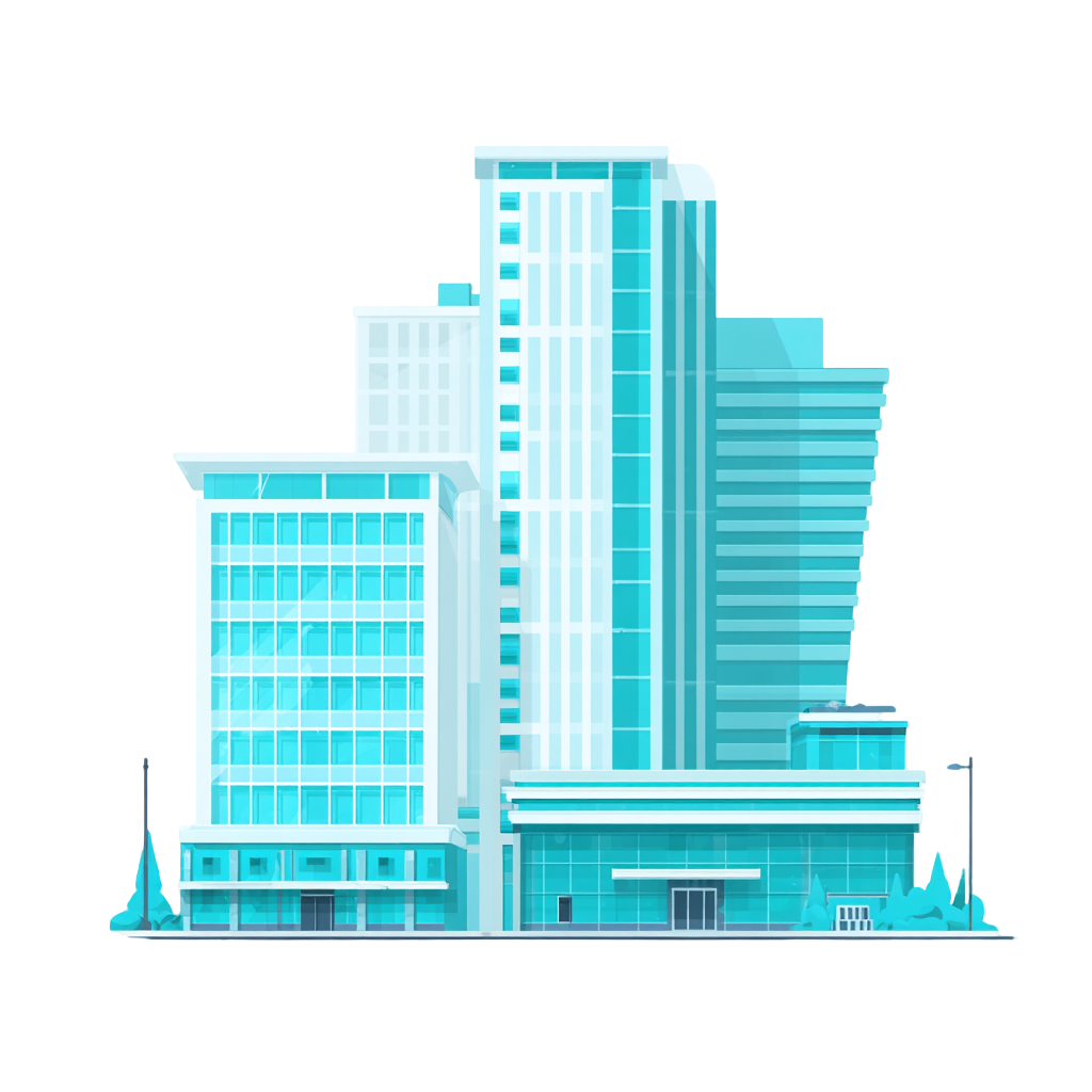 蓝色城市建筑插画