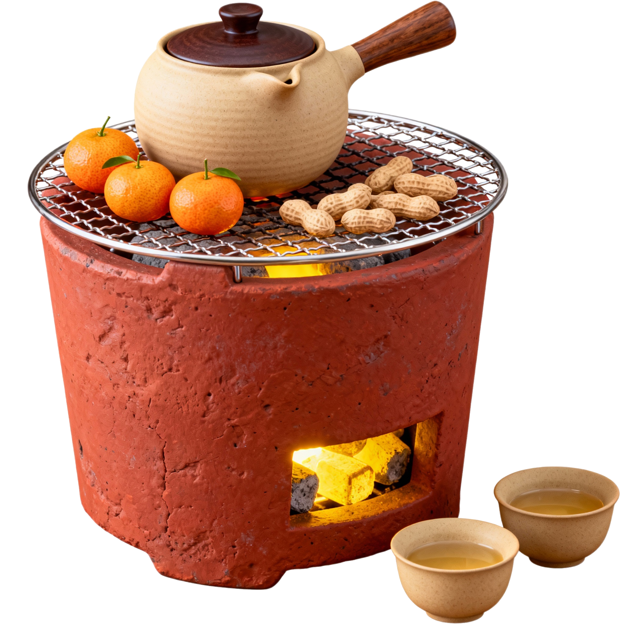 围炉煮茶橘子插画