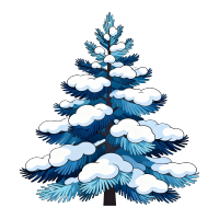 雪覆松树插画
