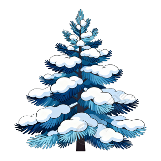 雪覆松树插画