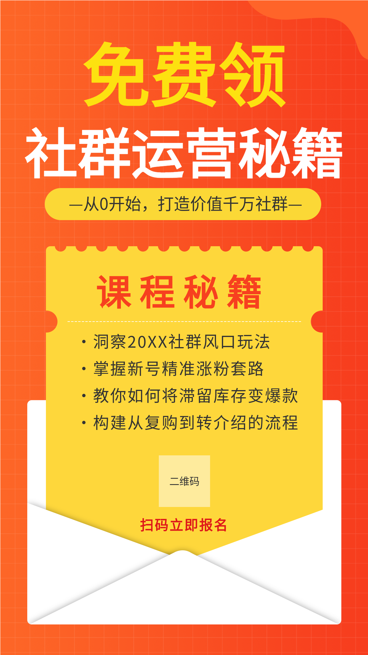 社群运营秘籍领取裂变信封海报