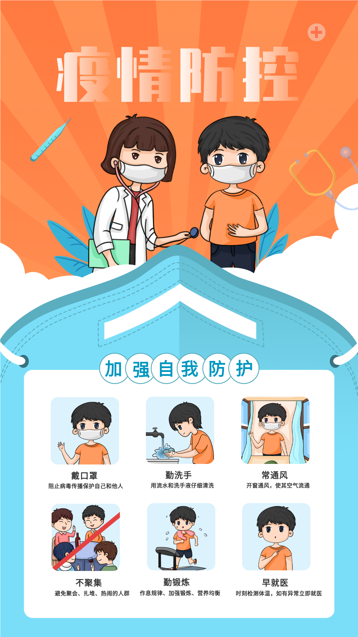 疫情防控加强自我防护指南海报