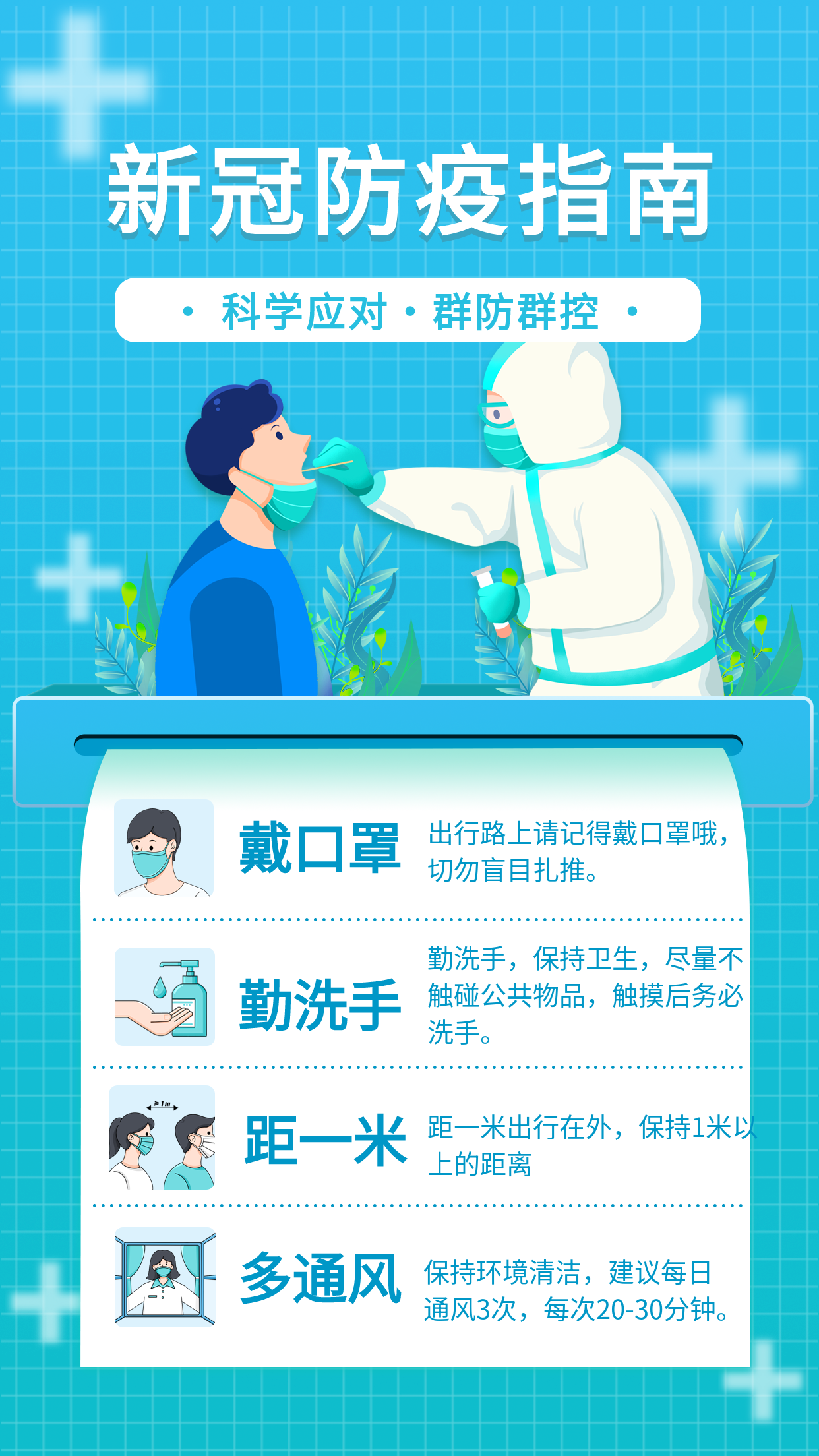 新冠防疫指南知识宣传海报