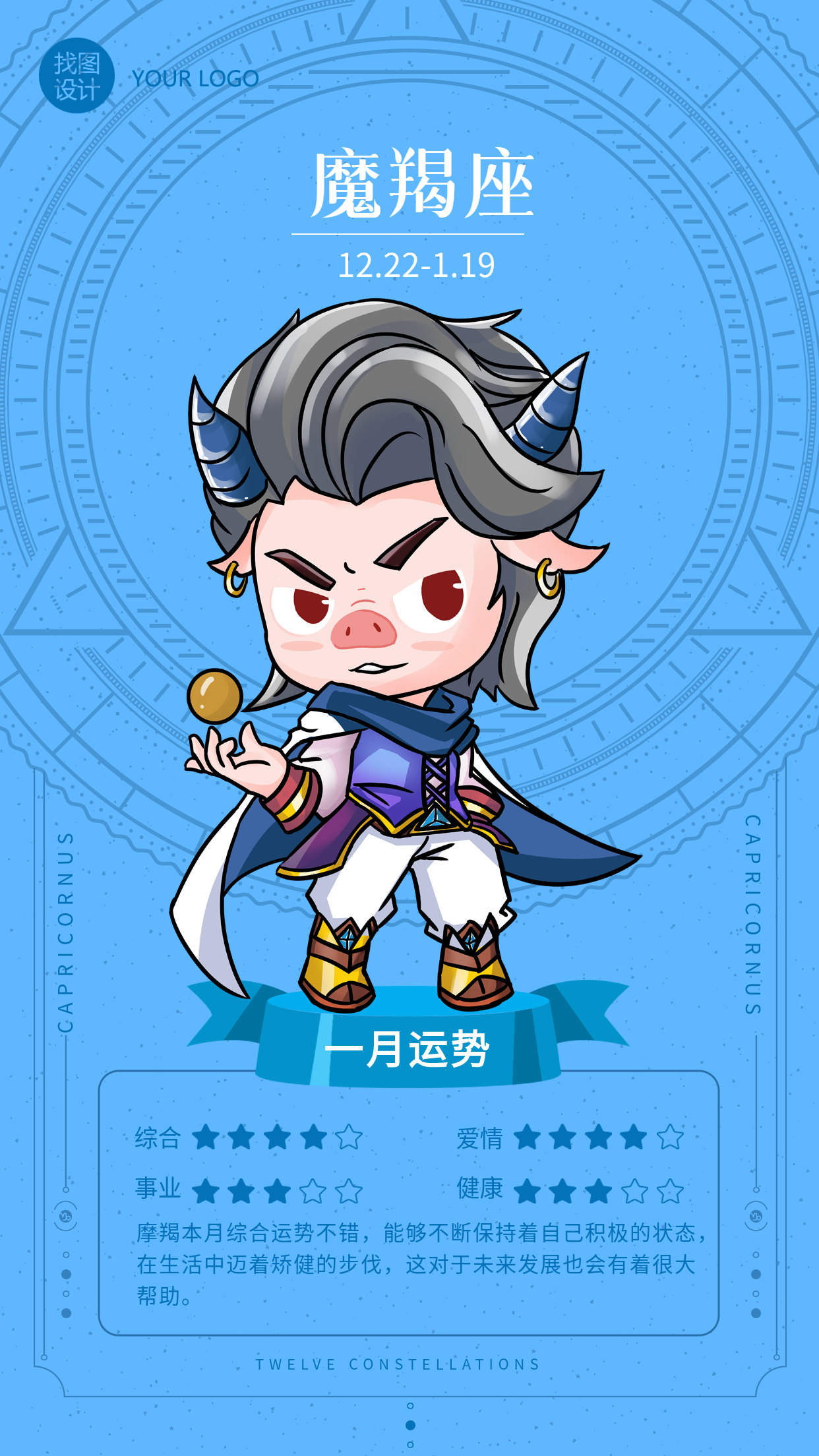 摩羯座月份运势分析星盘海报