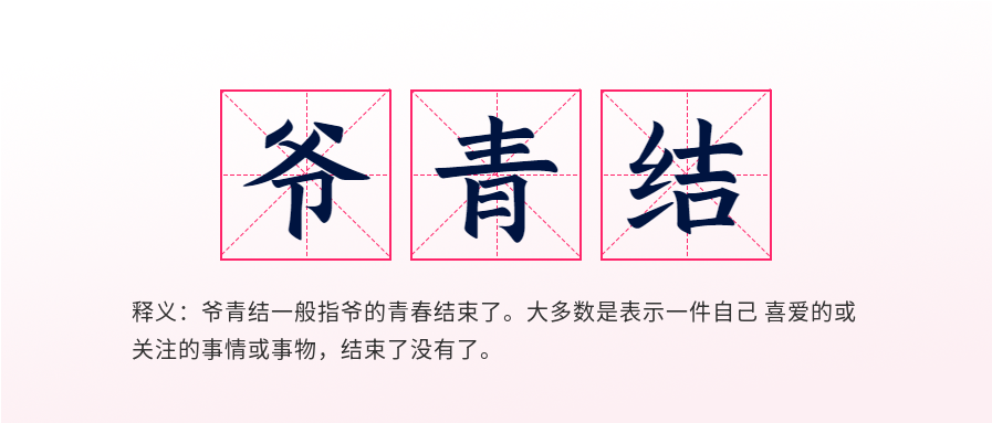 爷青结网络热词释义田字格首图