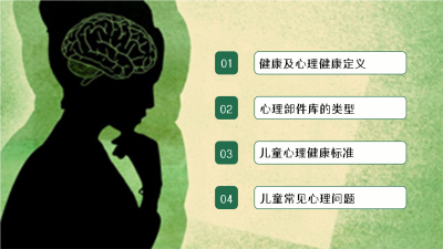关爱儿童心理健康PPT模板目录页