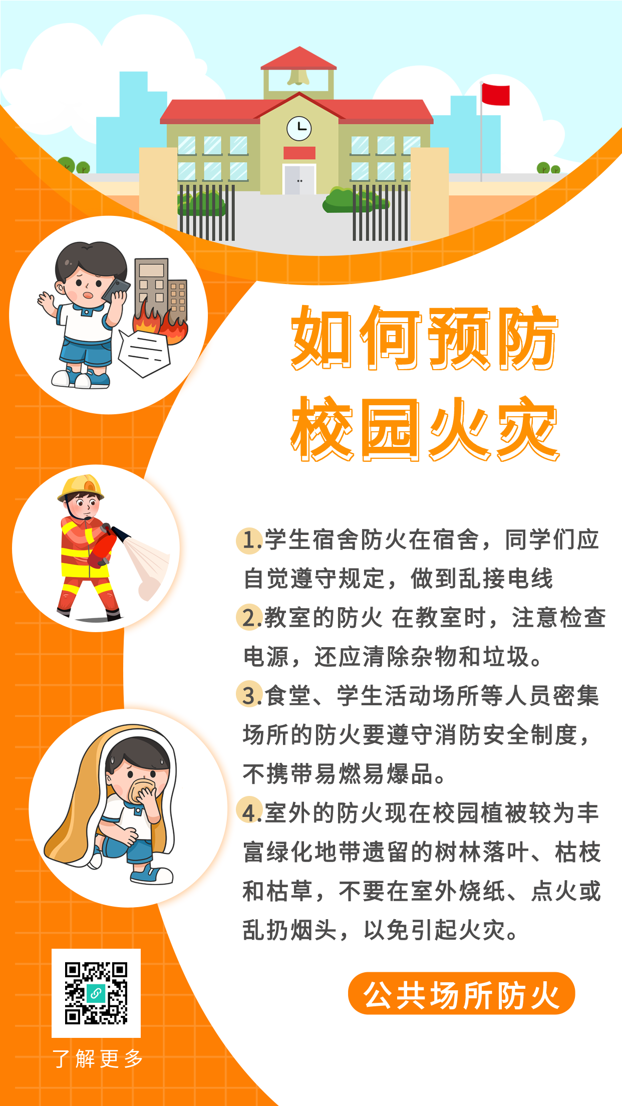 预防校园火灾公共场所防火宣传海报