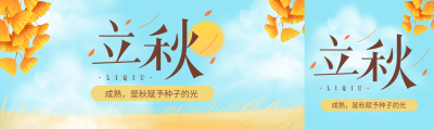 蓝天白云银杏叶子飘落月亮立秋首次图