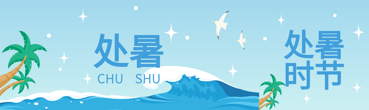 处暑时节二十四节气椰树星星夏天大海封面图