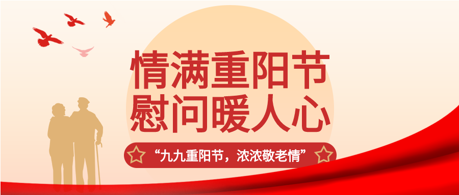 情满重阳节慰问暖人心五角星大雁人物红旗公众号首图