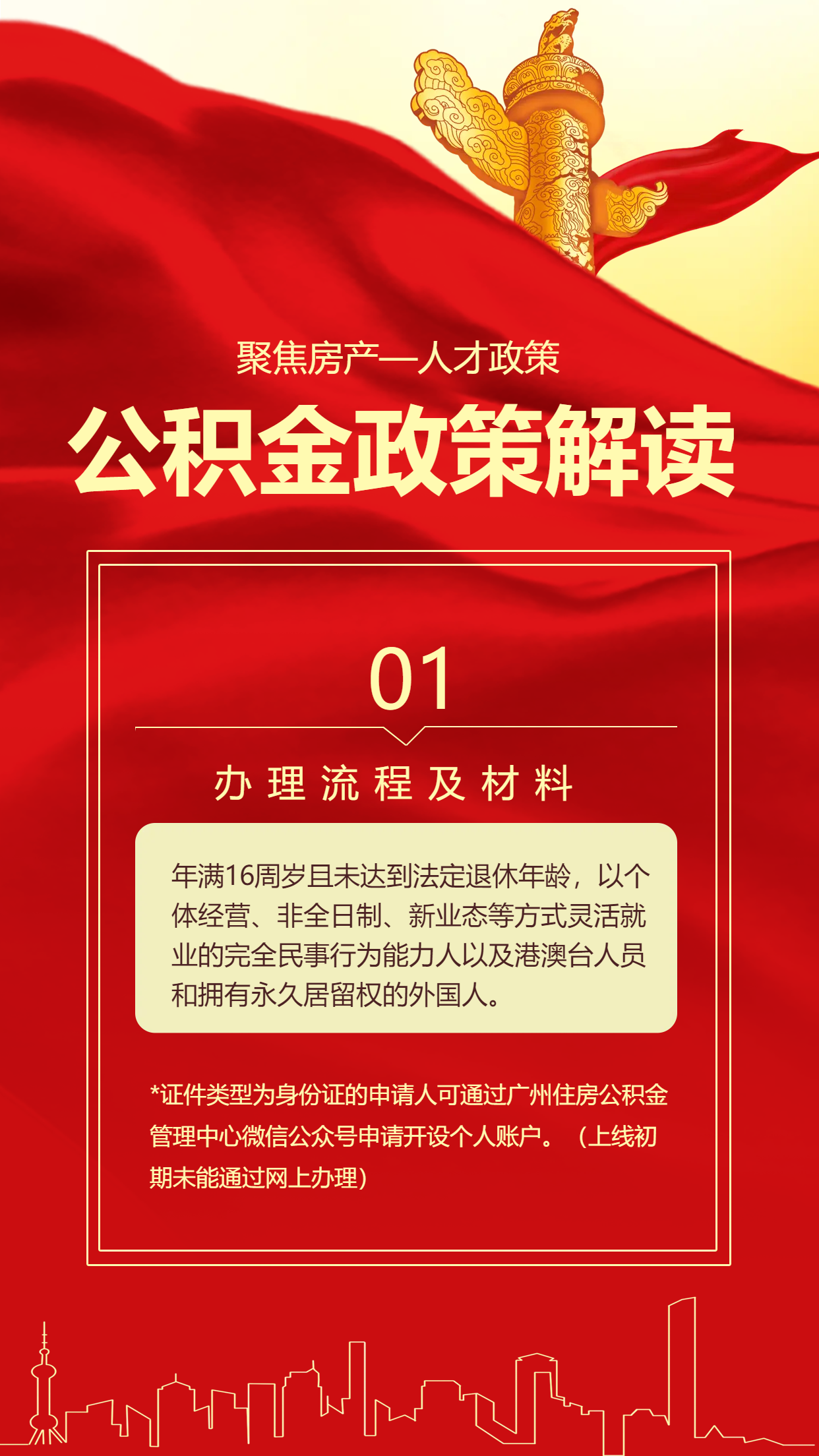 纪念碑公积金政策解读手机海报