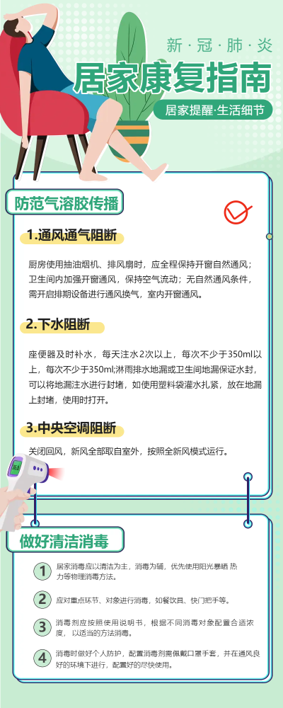 居家康复指南绿色抗疫长图