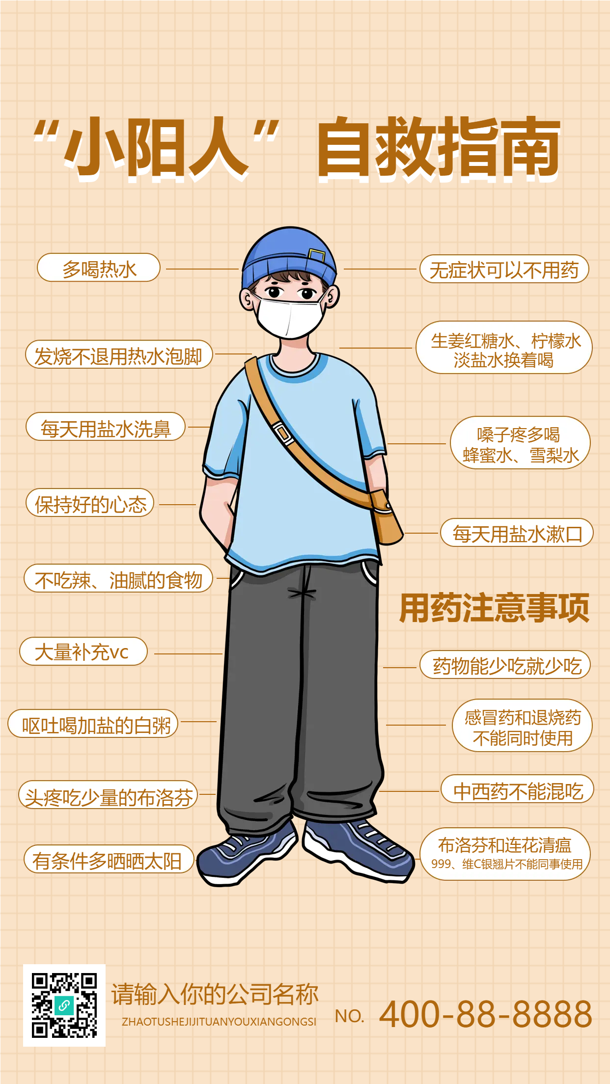 小阳人自救指南注意事项手机海报