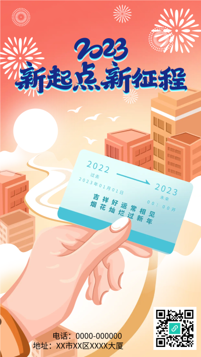兔年2023年新征程手机海报
