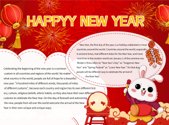 兔年英文版新年快乐手抄报