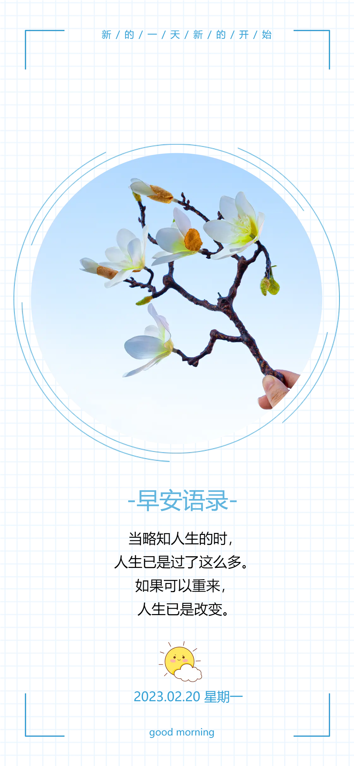初春碧蓝天空玉兰花绽放每日一签