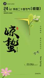 万物萌苏春雷乍动惊蛰节气手机海报