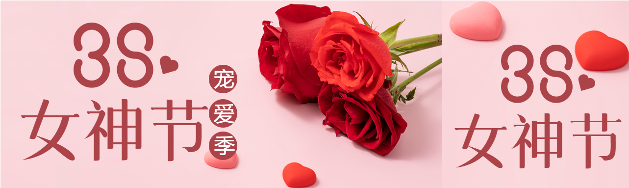 女神节宠爱玫瑰爱心公众号封面图