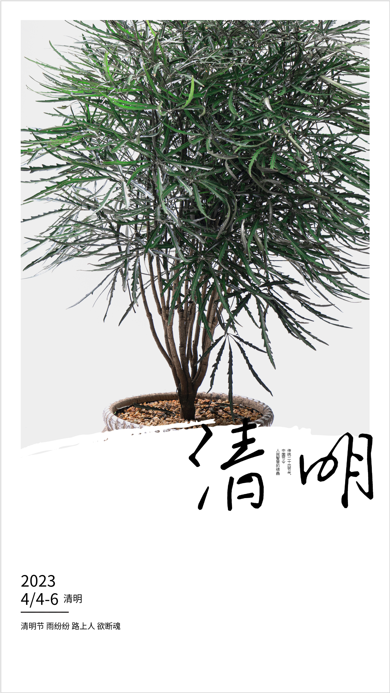 2023年清明节简约宣传海报