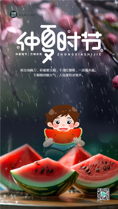 炎热仲夏时节冰凉解暑西瓜手机海报