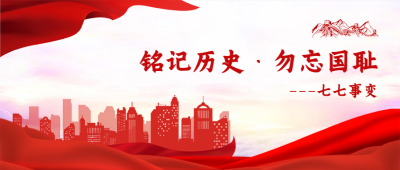 创意红色城市剪影七七事变微信公众号首图