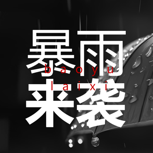 黑白简约暴雨来袭注意防护微信公众号次图