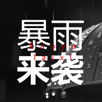黑白简约暴雨来袭注意防护微信公众号次图