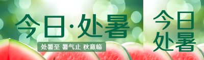 浅绿色光晕今日处暑宣传公众号封面图