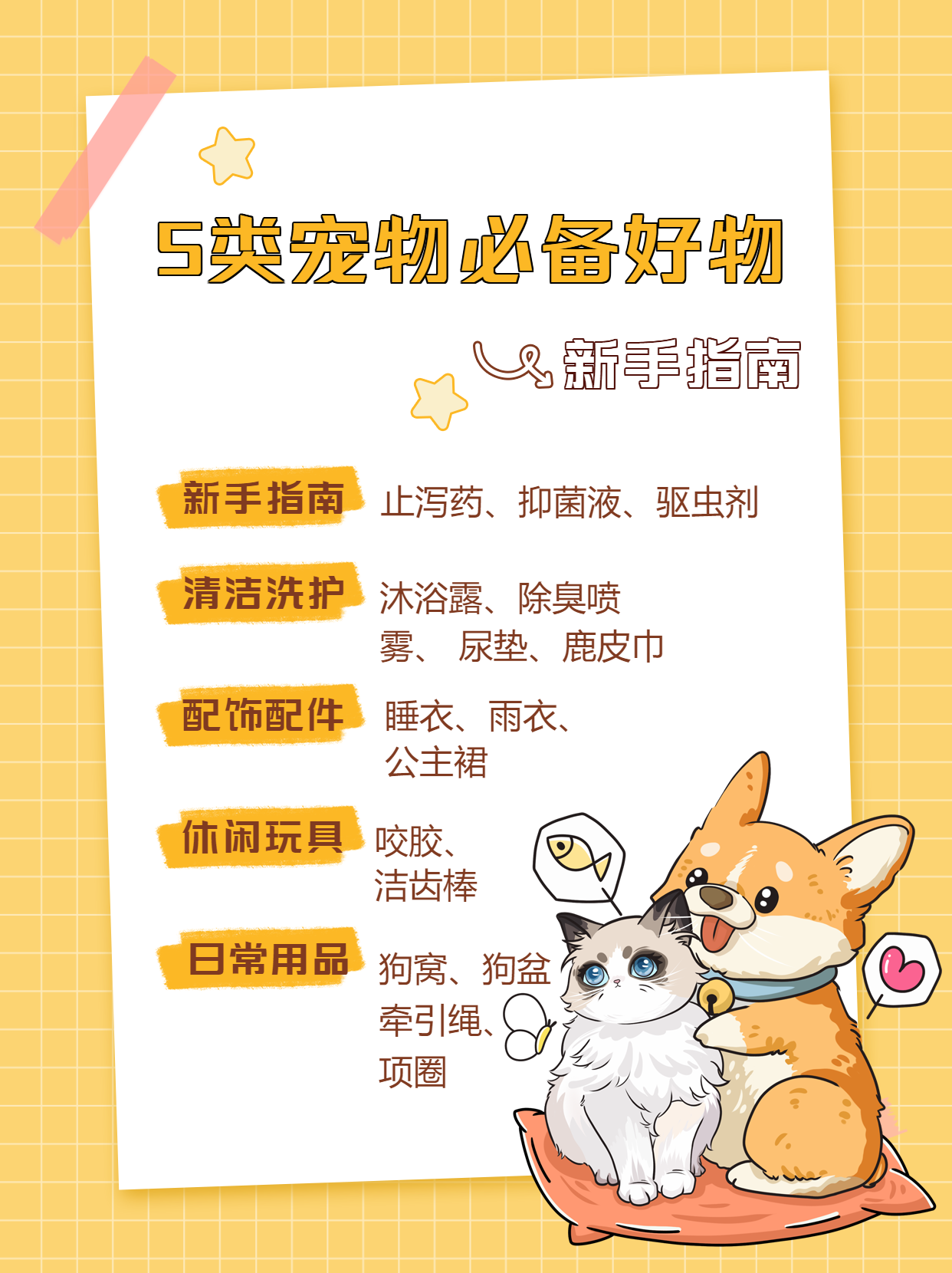 新手指南5类宠物日常必备好物小红书封面配图