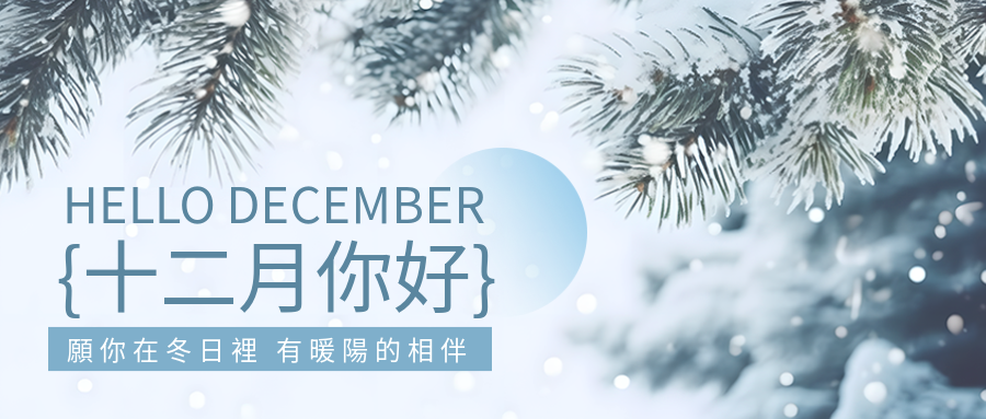 雪中松树景色十二月你好简约微信公众号首图