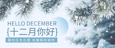 雪中松树景色十二月你好简约微信公众号首图