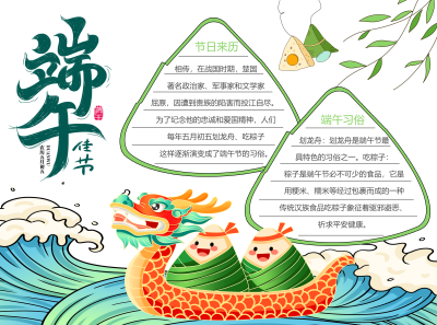 端午节习俗节日来历简介彩色图文手抄报