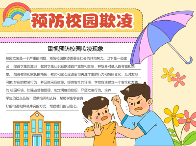 预防校园霸凌严惩霸凌者彩色图文手抄报