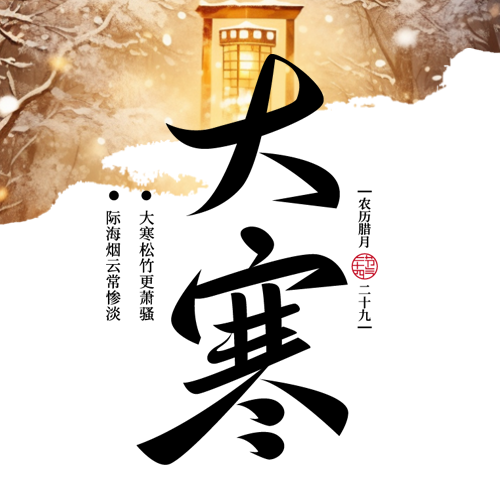 大寒时节唯美灯笼简约微信公众号次图