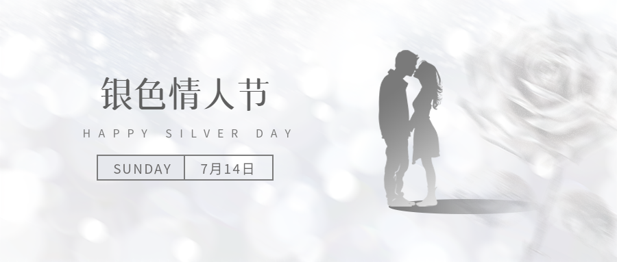 银色情人节创意星光微信公众号首图