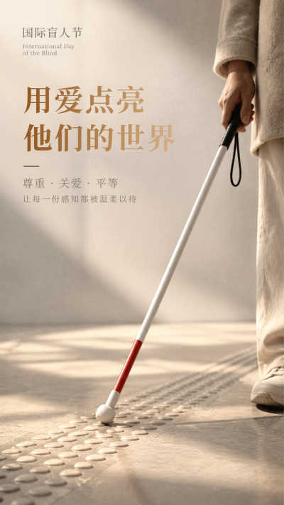 国际盲人节公益关爱助残手机海报